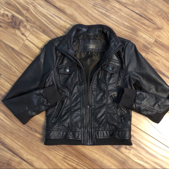 Dark Brown Faux-Leather Bomber Jacket - Picture 8 of 16